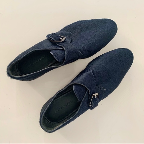 Alexander Wang Shoes - Alexander Wang Navy Fur Monk Strap Oxfords